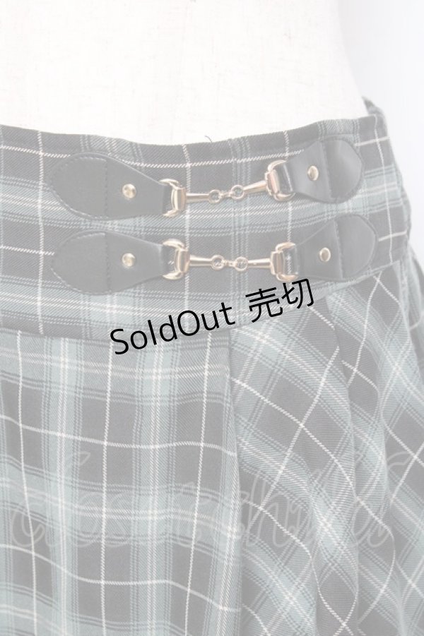 画像3: axes femme / 裾プリーツチェック柄スカート  グリーン Y-25-11-15-135-AX-SK-SZ-ZY (3)