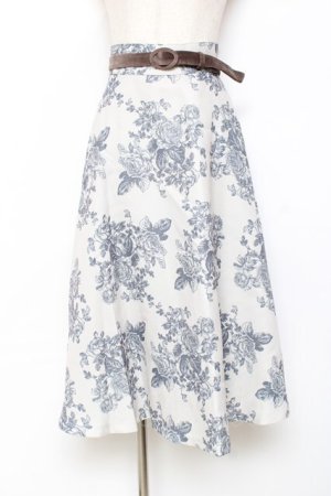 画像: an another angelus / 単色ローズプリントサーキュラースカート  グレー Y-25-11-15-137-CA-SK-SZ-ZY