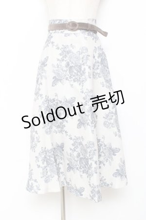 画像: an another angelus / 単色ローズプリントサーキュラースカート  グレー Y-25-11-15-137-CA-SK-SZ-ZY