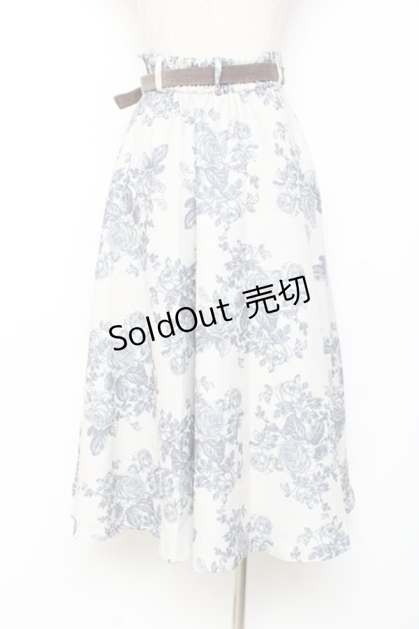 画像2: an another angelus / 単色ローズプリントサーキュラースカート  グレー Y-25-11-15-137-CA-SK-SZ-ZY (2)