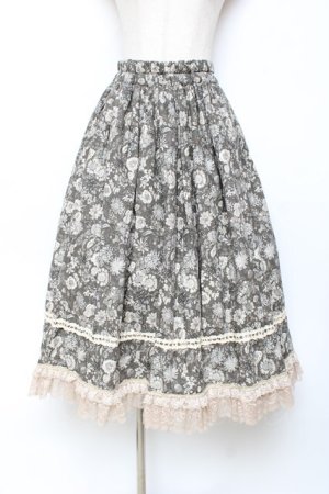 画像: PrivateSquare. / ボタニストマキシ丈スカート  カーキ Y-25-11-15-139-LO-SK-SZ-ZY