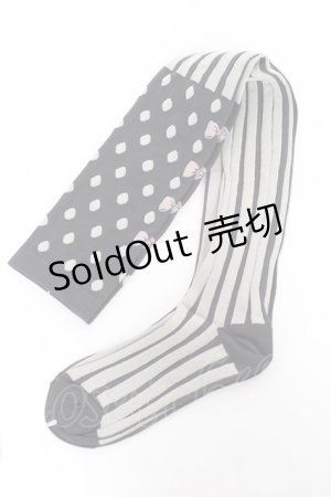 画像: Emily Temple cute / ドットストライプオーバーニーソックス   Y-25-11-15-021-ET-ZA-SZ-ZY