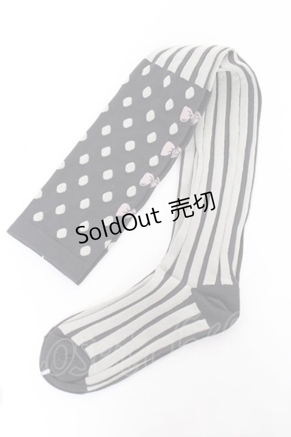 画像1: Emily Temple cute / ドットストライプオーバーニーソックス   Y-25-11-15-021-ET-ZA-SZ-ZY (1)