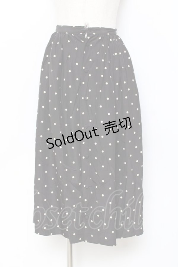 画像1: PINK HOUSE / ドット柄スカート F 黒 Y-25-11-15-144-LO-SK-SZ-ZY (1)