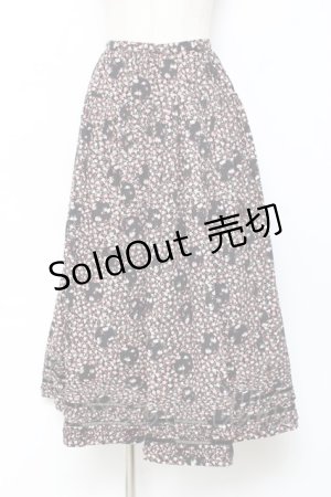 画像: PINK HOUSE / ミニローズ柄スカート F 黒 Y-25-11-15-146-LO-SK-SZ-ZY