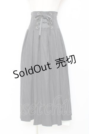 画像: nohea / コルセットデザインプリーツスカート  黒 Y-25-11-15-147-LO-OP-SZ-ZY