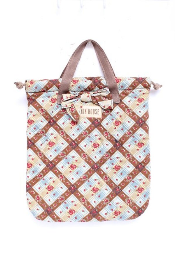 画像1: PINK HOUSE / チロリアンテープ柄巾着バッグ  ブラウン Y-25-11-15-037-LO-BG-SZ-ZY (1)