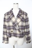 画像1: axes femme POETIQUE / 【タグ付き】起毛チェックショートジャケット M アイボリー?パープル?グレー Y-25-11-21-067-AX-JA-IG-ZI (1)