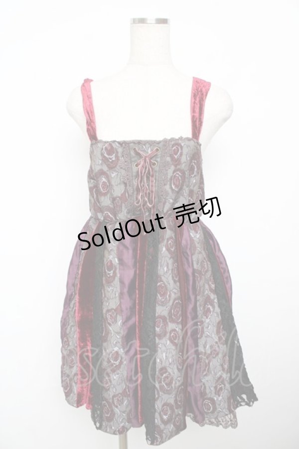 画像1: axes femme / パッチワークチュニック M ワイン Y-25-11-21-075-AX-OP-SZ-ZY (1)