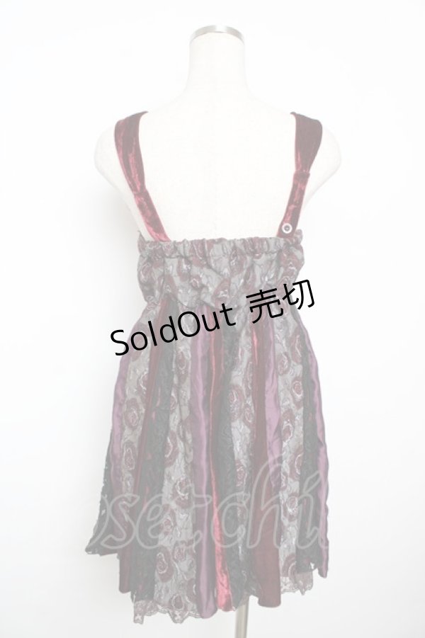 画像2: axes femme / パッチワークチュニック M ワイン Y-25-11-21-075-AX-OP-SZ-ZY (2)