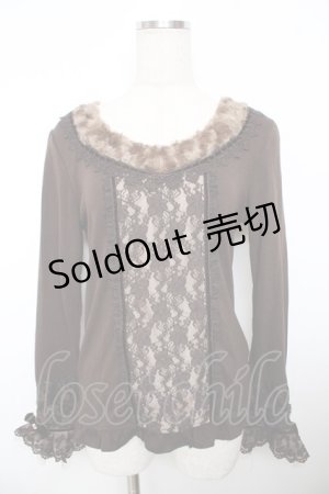画像: axes femme / 袖口レーシープルオーバー M 茶 Y-25-11-21-008-AX-TO-SZ-ZY
