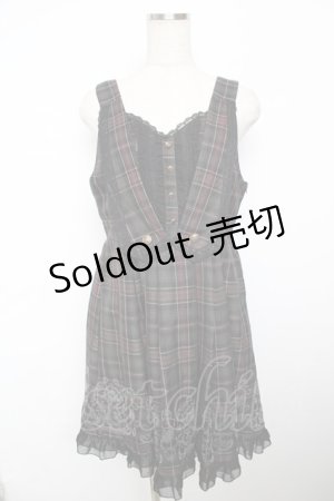 画像: axes femme / チェック柄ベスト風ワンピース  黒 Y-25-11-21-079-AX-OP-SZ-ZY