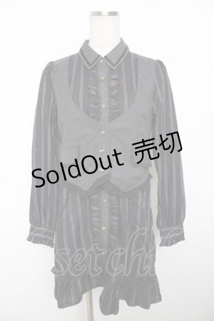 画像: axes femme / ベストドッキングストライプワンピース  黒 Y-25-11-21-082-AX-OP-SZ-ZY