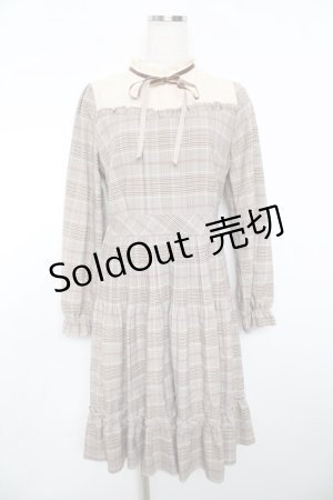 画像: axes femme POETIQUE / チェック消しプリーツワンピース M 茶 Y-25-11-21-085-AX-OP-SZ-ZY