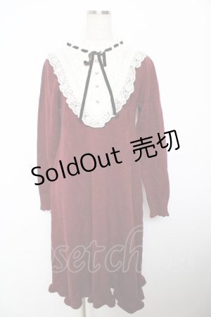 画像: axes femme / フリルニットワンピース M ワイン Y-25-11-21-089-AX-OP-SZ-ZY