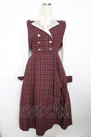 画像: axes femme / 襟刺繍ドッキングワンピース F ワイン Y-25-11-21-092-AX-OP-SZ-ZY