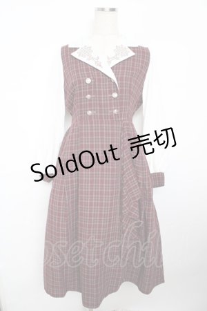 画像: axes femme / 襟刺繍ドッキングワンピース F ワイン Y-25-11-21-092-AX-OP-SZ-ZY