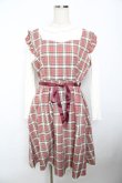 画像1: axes femme POETIQUE / チェック×カットソー切替ワンピース M ピンク Y-25-11-21-101-AX-OP-SZ-ZS (1)