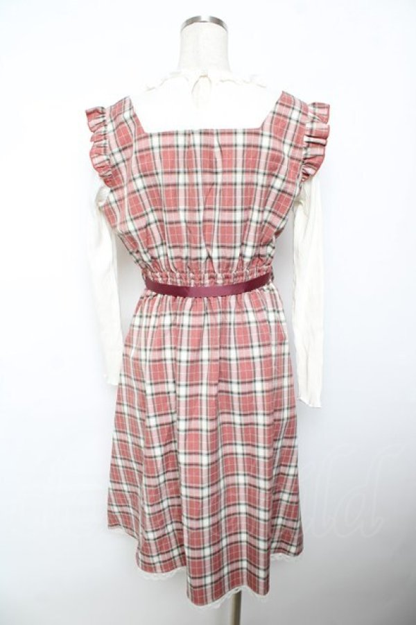 画像2: axes femme POETIQUE / チェック×カットソー切替ワンピース M ピンク Y-25-11-21-101-AX-OP-SZ-ZS (2)