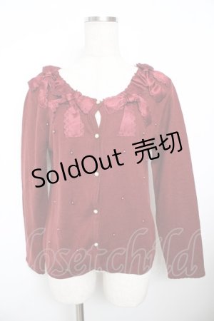 画像: axes femme / リボンニットカーディガン M ワイン Y-25-11-21-018-AX-TO-SZ-ZY