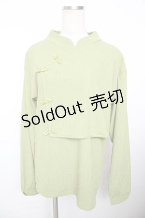 画像: axes femme / チャイナ釦マオカラートップス M グリーン Y-25-11-21-030-AX-TO-SZ-ZI