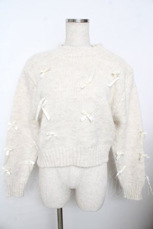 画像: axes femme / リボンいっぱいニット M 生成り Y-25-11-21-043-AX-TO-SZ-ZY