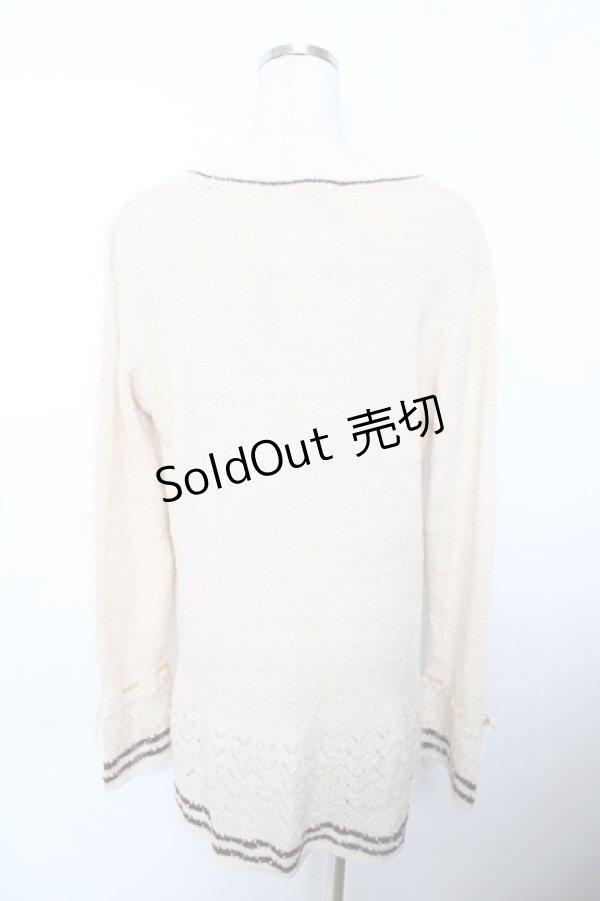 画像2: axes femme / リボン×バイカラーニットカーデ M 生成り Y-25-11-21-046-AX-TO-SZ-ZY (2)