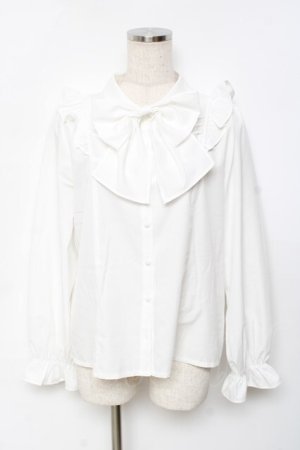 画像: axes femme POETIQUE / ビッグリボン付き丸襟ブラウス M 白 Y-25-11-22-052-AX-BL-SZ-ZY