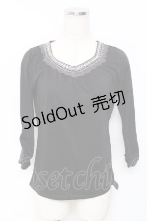 画像: axes femme / レースラメ刺繍カットソー L 黒 Y-25-11-22-063-AX-TO-SZ-ZY