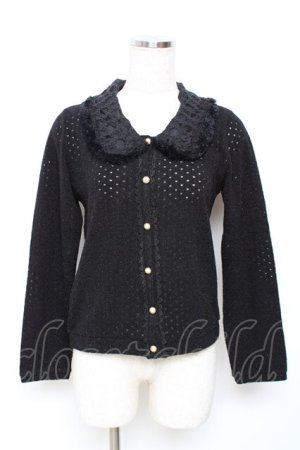 画像: axes femme / 襟ファー付きドットカーデ M 黒 Y-25-11-22-067-AX-TO-SZ-ZY