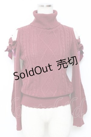 画像: axes femme POETIQUE / ラメニットオフショルハイネックニット M ワイン Y-25-11-22-069-AX-TO-SZ-ZY