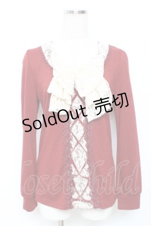 画像: axes femme / BIGリボンレースアッププルオーバー  ワイン Y-25-11-22-071-AX-TO-SZ-ZY