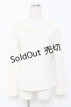 画像: axes femme / 襟元レースカットソー  生成り Y-25-11-22-074-AX-TO-SZ-ZY