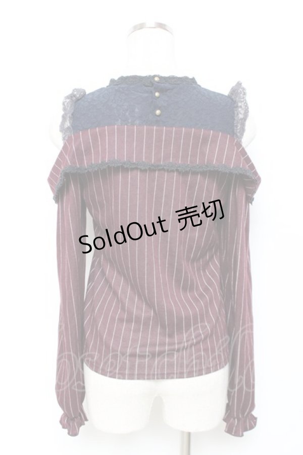 画像3: axes femme POETIQUE / ストライプオフショルトップス M ワイン Y-25-11-22-089-AX-TO-SZ-ZI (3)