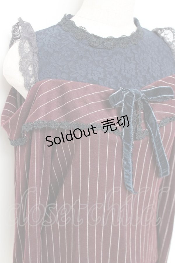 画像4: axes femme POETIQUE / ストライプオフショルトップス M ワイン Y-25-11-22-089-AX-TO-SZ-ZI (4)