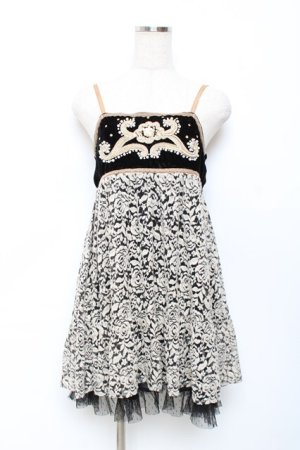 画像: axes femme / ベロア×薔薇レースノースリワンピース M 黒 Y-25-11-22-091-AX-OP-SZ-ZY