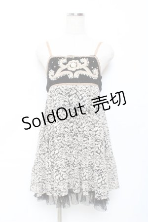 画像: axes femme / ベロア×薔薇レースノースリワンピース M 黒 Y-25-11-22-091-AX-OP-SZ-ZY