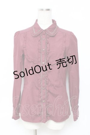 画像: axes femme / バイカラーハート釦ブラウス  ワイン Y-25-11-22-092-AX-BL-SZ-ZY