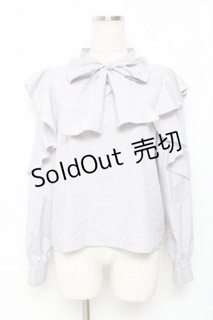 画像: evelyn / ラインストーンリボンブラウス  グレー Y-25-11-22-094-LO-BL-SZ-ZY