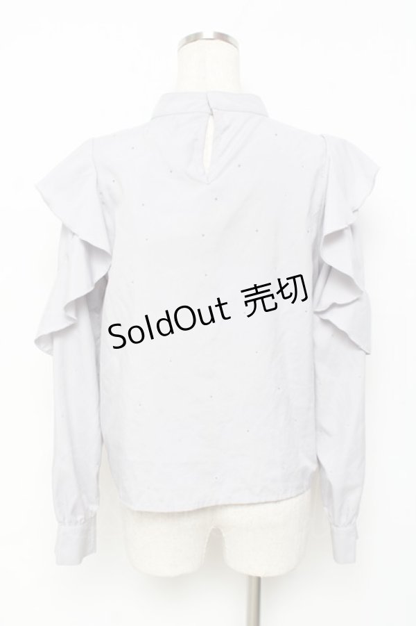 画像3: evelyn / ラインストーンリボンブラウス  グレー Y-25-11-22-094-LO-BL-SZ-ZY (3)