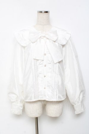 画像: Honey Cinnamon / ビッグカラーリボンブラウス F 白 Y-25-11-22-096-LO-BL-SZ-ZY