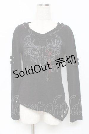 画像: Ozz Croce / ゴートスカルptチェーン通しテレコトップス  黒 Y-25-11-22-103-OO-TO-SZ-ZY