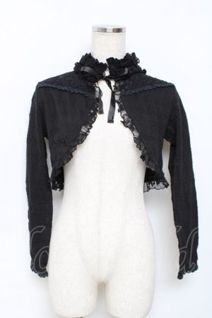 画像: GRAMM / レース切替スタンドカラーショートボレロ  黒 Y-25-11-22-104-HN-TO-SZ-ZY