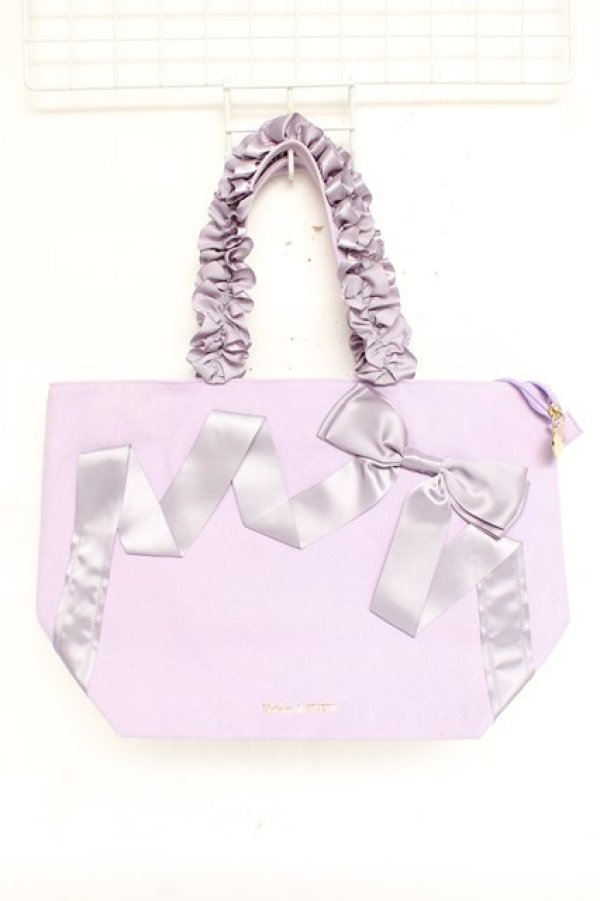 画像1: Maison de FLEUR / Maison de FLEUR×Misako Aoki/Mリボンキャンバストートバッグ  ラベンダー Y-25-11-22-018-LO-BG-SZ-ZY (1)