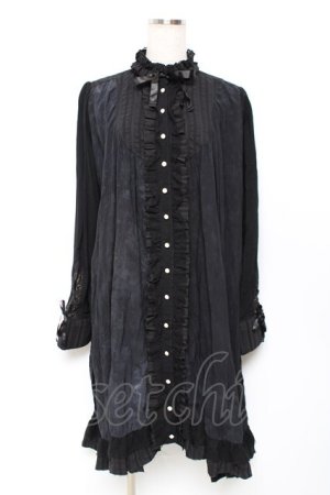 画像: GRAMM / プリントシャツワンピース  黒 Y-25-11-22-109-HN-OP-SZ-ZY