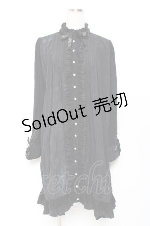 画像: GRAMM / プリントシャツワンピース  黒 Y-25-11-22-109-HN-OP-SZ-ZI