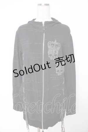 画像: h.ANARCHY / プリント入レースアップZIPパーカー  黒 Y-25-11-22-111-HN-TO-SZ-ZI