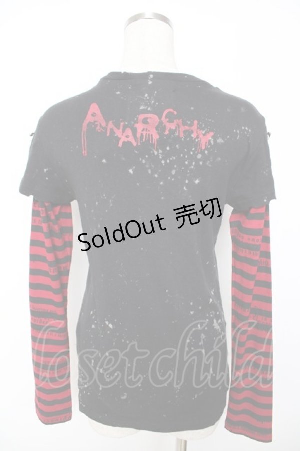 画像2: h.ANARCHY / 飛沫ptレイヤードカットソー  黒×赤 Y-25-11-22-112-HN-TO-SZ-ZY (2)