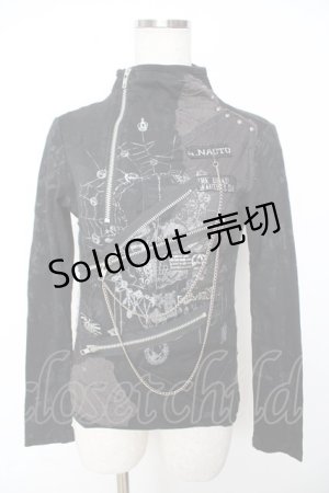 画像: h.ANARCHY / ZIP×チェーンデザインptカットソー  黒 Y-25-11-22-113-HN-TO-SZ-ZY