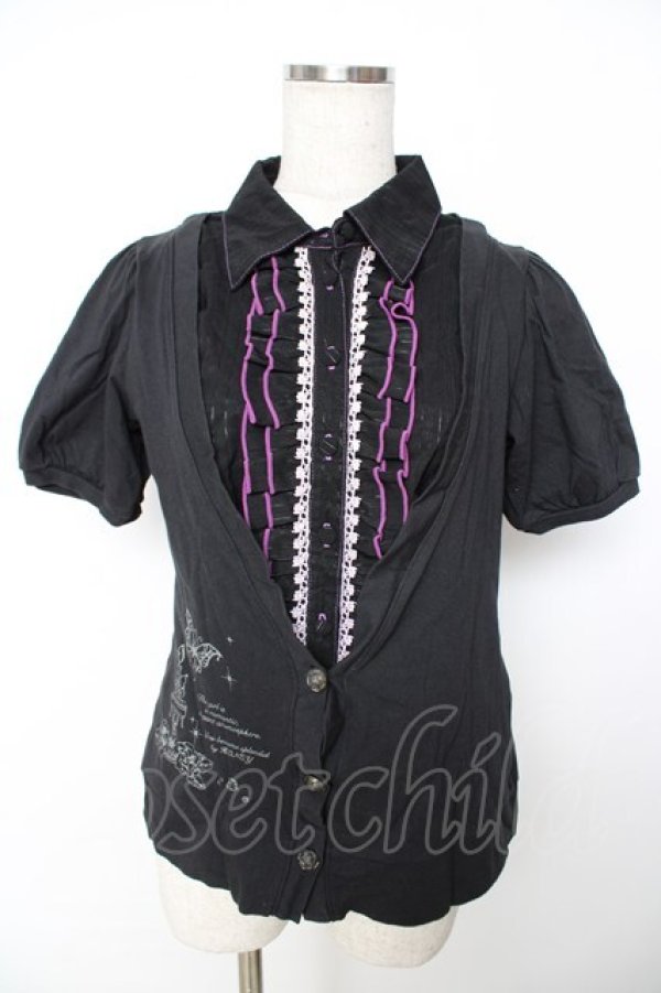 画像1: HONEY / レイヤード風ブラウス  黒 Y-25-11-22-114-HN-TO-SZ-ZY (1)